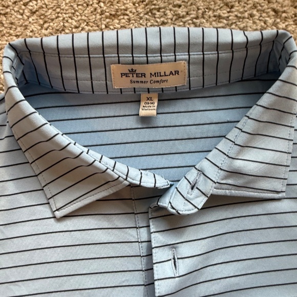 Peter Millar Crafty Stripe Youth Polo XL Blue 13-14 EUC - Picture 4 of 4